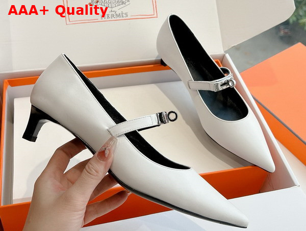 Hermes Kelly Ballet Flat in White Calfskin Replica