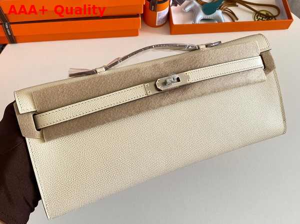 Hermes Kelly Cut Clutch in Blanc Epsom Calfskin Replica