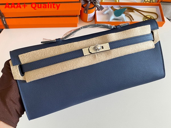 Hermes Kelly Cut Clutch in Blue Epsom Calfskin Replica