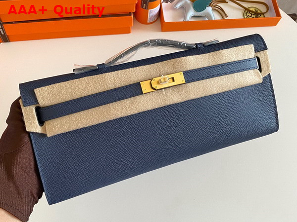 Hermes Kelly Cut Clutch in Blue Epsom Calfskin Replica