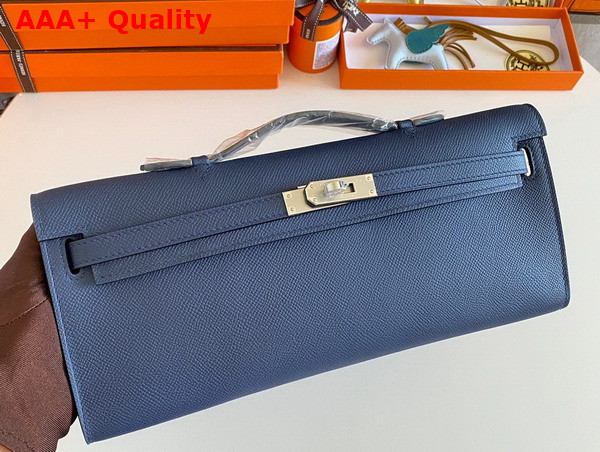 Hermes Kelly Cut Clutch in Blue Epsom Calfskin Replica