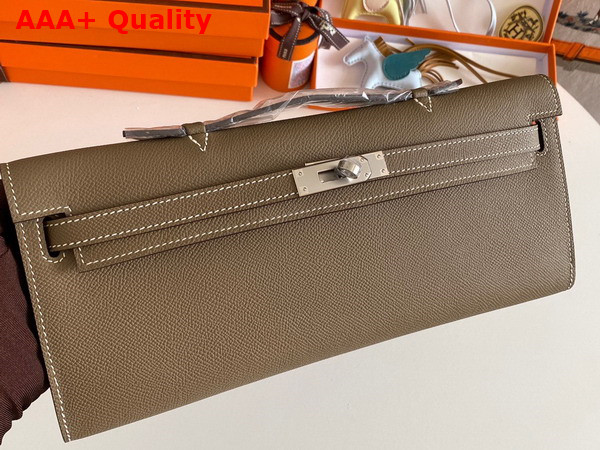 Hermes Kelly Cut Clutch in Elephant Grey Epsom Calfskin Replica