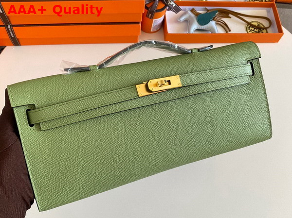 Hermes Kelly Cut Clutch in Light Green Epsom Calfskin Replica