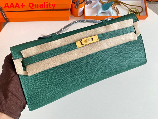 Hermes Kelly Cut Clutch in Peacock Blue Epsom Calfskin Replica