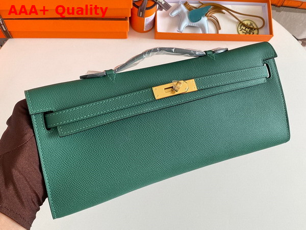 Hermes Kelly Cut Clutch in Peacock Blue Epsom Calfskin Replica