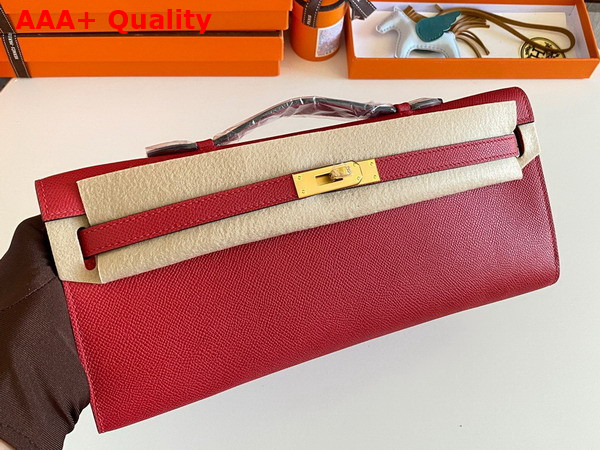 Hermes Kelly Cut Clutch in Red Epsom Calfskin Replica