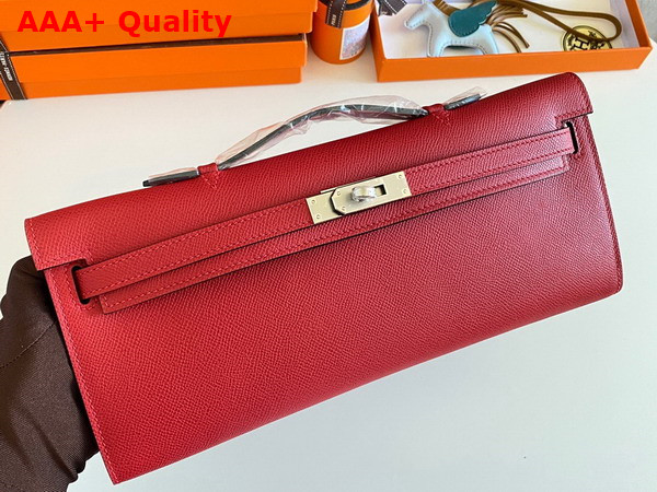 Hermes Kelly Cut Clutch in Red Epsom Calfskin Replica