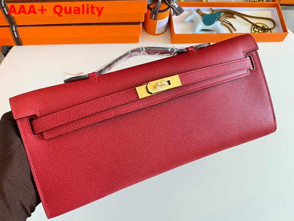 Hermes Kelly Cut Clutch in Red Epsom Calfskin Replica