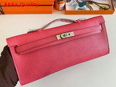 Hermes Kelly Cut Clutch in Rose Epsom Calfskin Replica