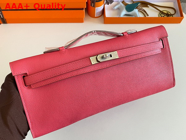 Hermes Kelly Cut Clutch in Rose Epsom Calfskin Replica
