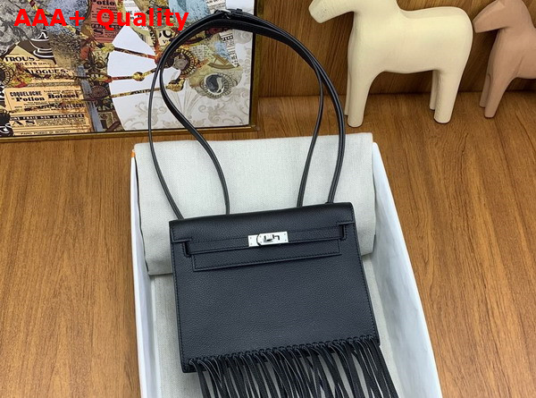 Hermes Kelly Danse Anate Shoulder Bag in Black Evergrain Leather Replica