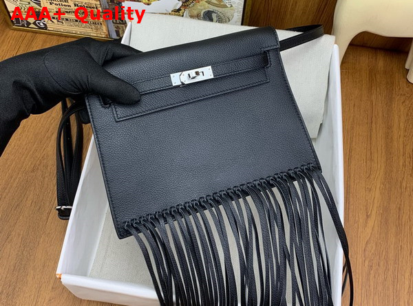 Hermes Kelly Danse Anate Shoulder Bag in Black Evergrain Leather Replica