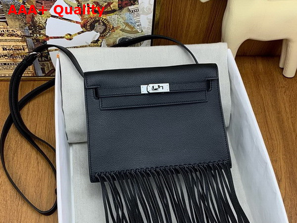 Hermes Kelly Danse Anate Shoulder Bag in Black Evergrain Leather Replica