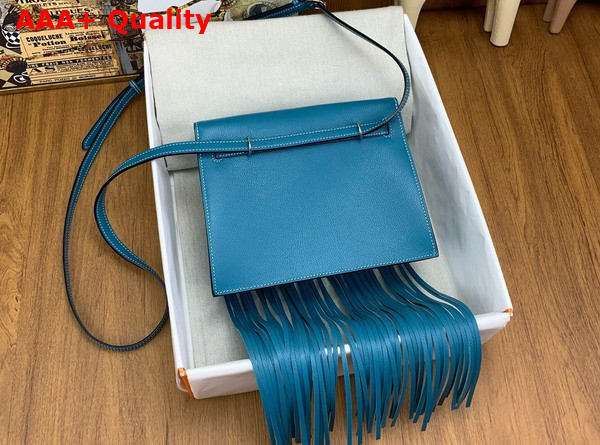 Hermes Kelly Danse Anate Shoulder Bag in Blue Evergrain Leather Replica