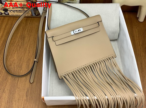 Hermes Kelly Danse Anate Shoulder Bag in Milk Tea Evergrain Calfskin Replica