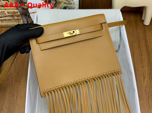 Hermes Kelly Danse Anate Shoulder Bag in Sesame Evergrain Leather Replica
