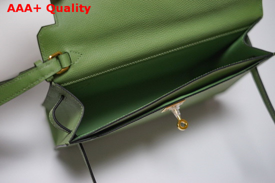 Hermes Kelly Depeches 25 Pouch Green Epsom Calfskin Replica