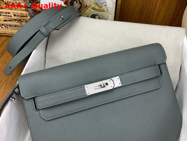 Hermes Kelly Depeches 25 Pouch in Almond Green Epsom Calfskin Replica