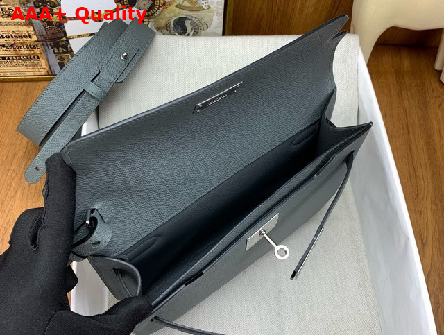 Hermes Kelly Depeches 25 Pouch in Almond Green Epsom Calfskin Replica