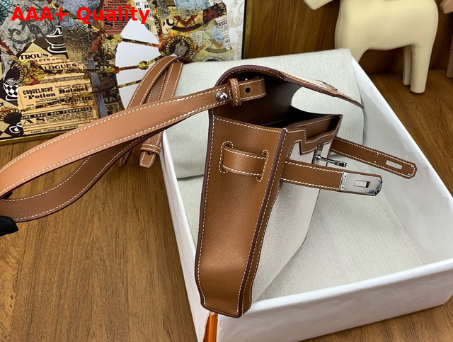 Hermes Kelly Depeches 25 Pouch in Beige Canvas and Tan Swift Calfskin Replica