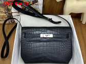 Hermes Kelly Depeches 25 Pouch in Black Alligator Leather Replica