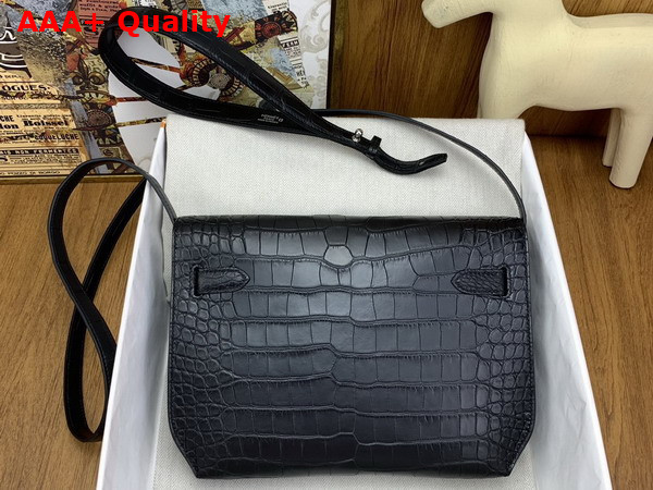 Hermes Kelly Depeches 25 Pouch in Black Alligator Leather Replica