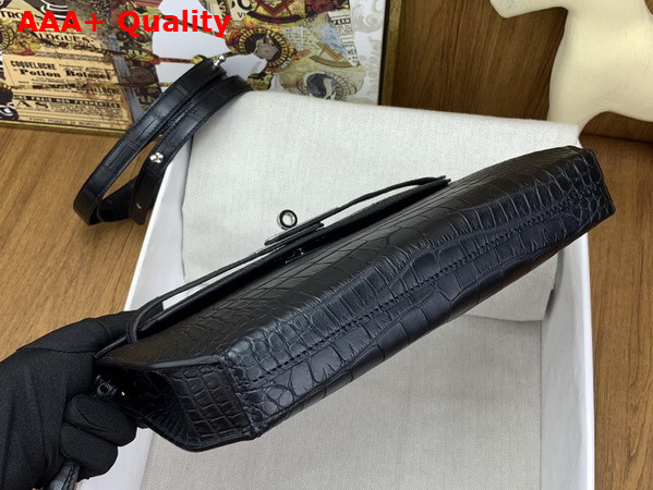 Hermes Kelly Depeches 25 Pouch in Black Alligator Leather Replica