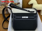 Hermes Kelly Depeches 25 Pouch in Black Canvas and Togo Leather Replica