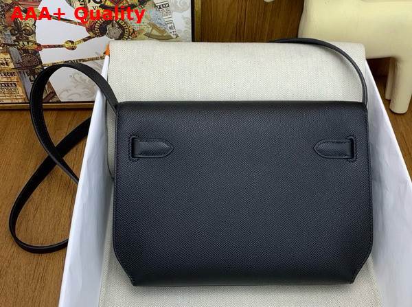 Hermes Kelly Depeches 25 Pouch in Black Epsom Calfskin with Gun Metal Hardware Replica