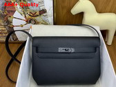 Hermes Kelly Depeches 25 Pouch in Black Epsom Calfskin with Gun Metal Hardware Replica