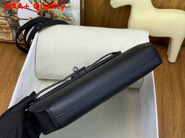 Hermes Kelly Depeches 25 Pouch in Black Epsom Calfskin with Gun Metal Hardware Replica