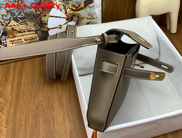 Hermes Kelly Depeches 25 Pouch in Elephant Gray Epsom Calfskin Replica