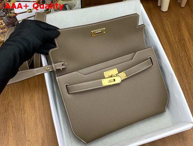 Hermes Kelly Depeches 25 Pouch in Elephant Gray Epsom Calfskin Replica
