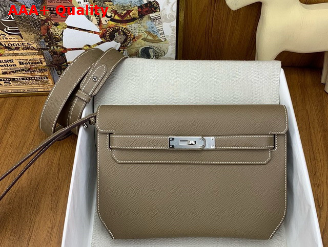 Hermes Kelly Depeches 25 Pouch in Elephant Gray Epsom Calfskin Replica