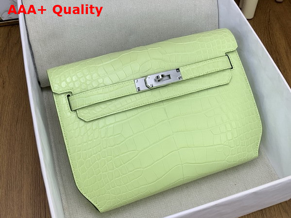 Hermes Kelly Depeches 25 Pouch in Tender Green Alligator Leather Replica