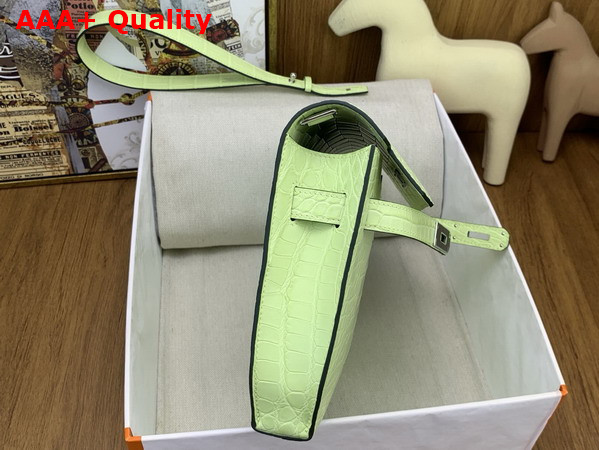 Hermes Kelly Depeches 25 Pouch in Tender Green Alligator Leather Replica