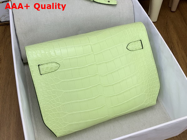 Hermes Kelly Depeches 25 Pouch in Tender Green Alligator Leather Replica