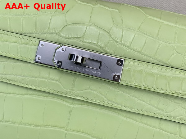 Hermes Kelly Depeches 25 Pouch in Tender Green Alligator Leather Replica