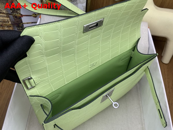 Hermes Kelly Depeches 25 Pouch in Tender Green Alligator Leather Replica