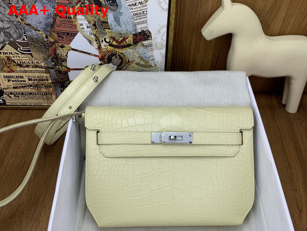 Hermes Kelly Depeches 25 Pouch in Vanilla Alligator Leather Replica