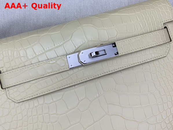 Hermes Kelly Depeches 25 Pouch in Vanilla Alligator Leather Replica
