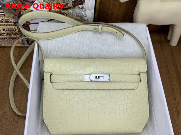 Hermes Kelly Depeches 25 Pouch in Vanilla Alligator Leather Replica