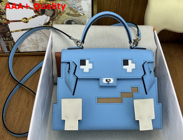 Hermes Kelly Doll Picto Candy Blue Epsom Leather Replica