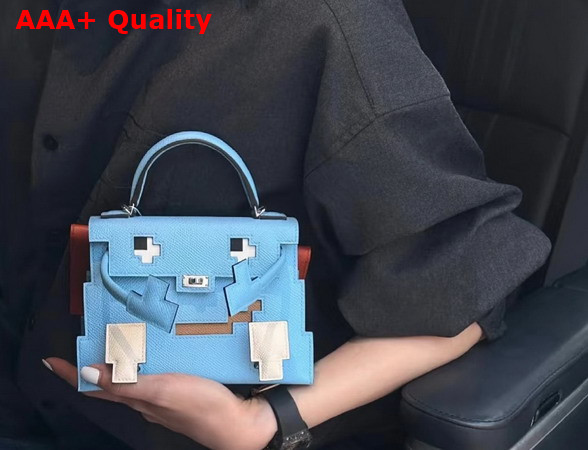 Hermes Kelly Doll Picto Candy Blue Epsom Leather Replica