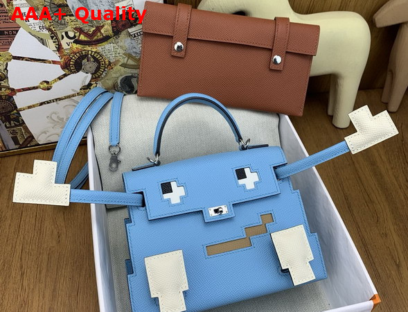 Hermes Kelly Doll Picto Candy Blue Epsom Leather Replica