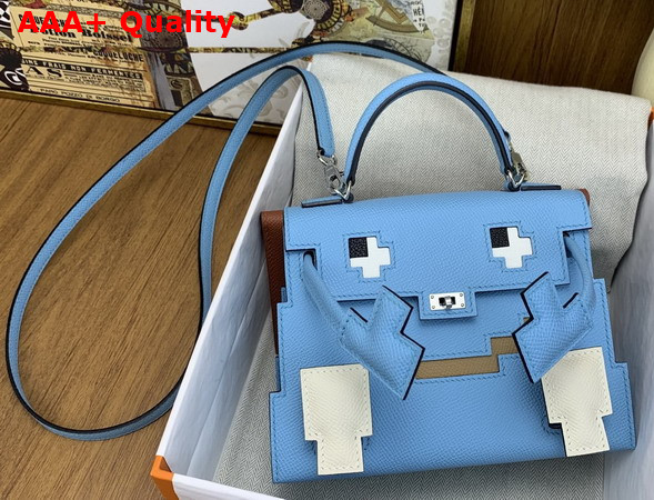 Hermes Kelly Doll Picto Candy Blue Epsom Leather Replica