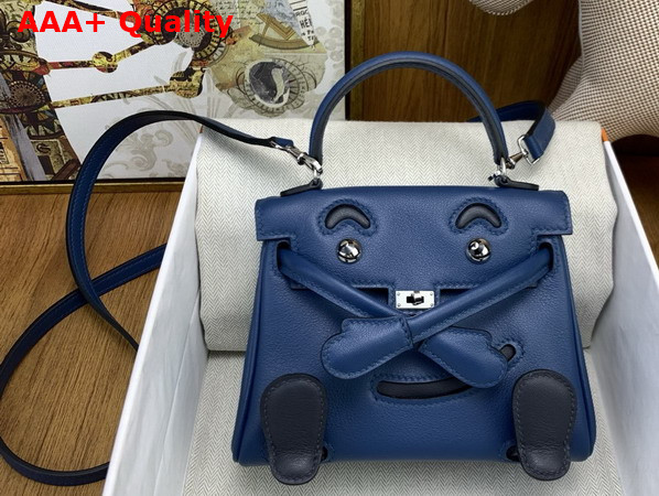 Hermes Kelly Doll in Blue Swift Calfskin Replica