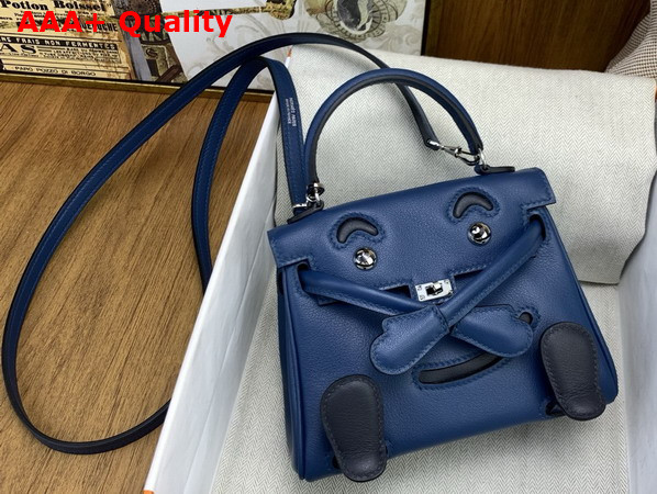 Hermes Kelly Doll in Blue Swift Calfskin Replica