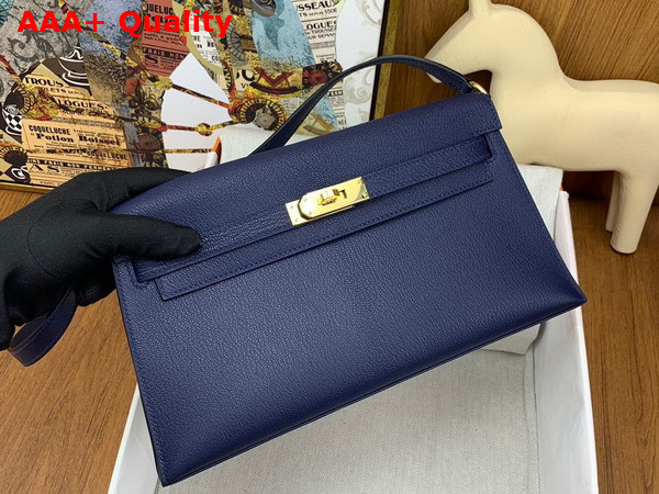 Hermes Kelly Elan in Navy Blue Goatskin Replica