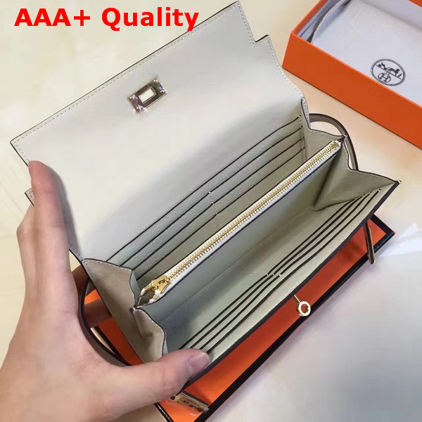 Hermes Kelly Ghillies Wallet Ivory Swift Leather Replica